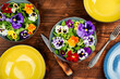 Salad with edible flowers.