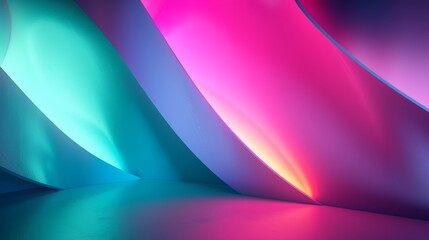 Poster - A bold and energetic gradient featuring neon colors like pink, blue, and green, reminiscent of a retro 80s aesthetic.