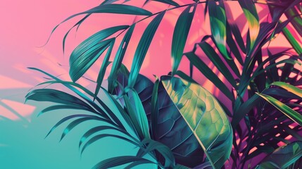 Poster - A bold and energetic gradient featuring neon colors like pink, blue, and green, reminiscent of a retro 80s aesthetic.