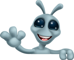 Wall Mural - Alien Grey Gray Fun Cartoon Character