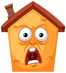 Wall Mural - Vector illustration of a house with a shocked expression