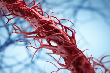 Poster - Detailed close-up of a 3d rendered network of human blood vessels