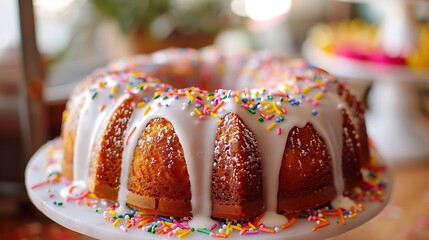 Wall Mural - Celebration funfetti pound bundt cake with sprinkles and sugar glaze