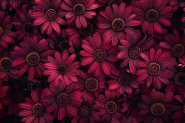 Wall Mural - background of burgundy daisies