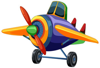 Poster - Brightly colored vector illustration of a cartoon airplane