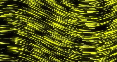 Wall Mural - curve wavy particle lines moving and flowing in one direction. abstract yellow color particles line 