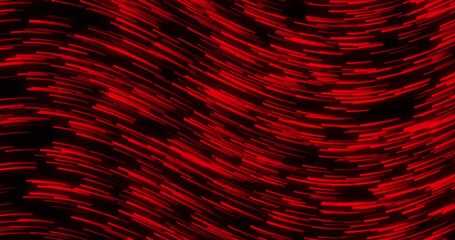 Wall Mural - curve wavy particle lines moving and flowing in one direction. abstract red color particles line mov