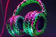 Headphones With Bold Fractal Patterns