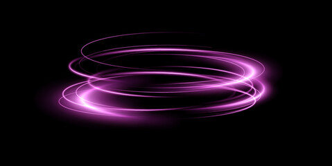 Wall Mural - abstract vector pink light lines swirling in a spiral. light simulation of line movement. light trai