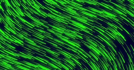 Wall Mural - curve wavy particle lines moving and flowing in one direction. abstract green color particles line m