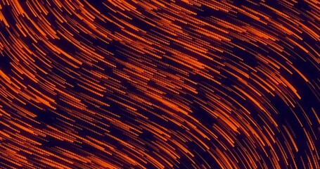 Wall Mural - curve wavy particle lines moving and flowing in one direction. abstract orange color particles line 