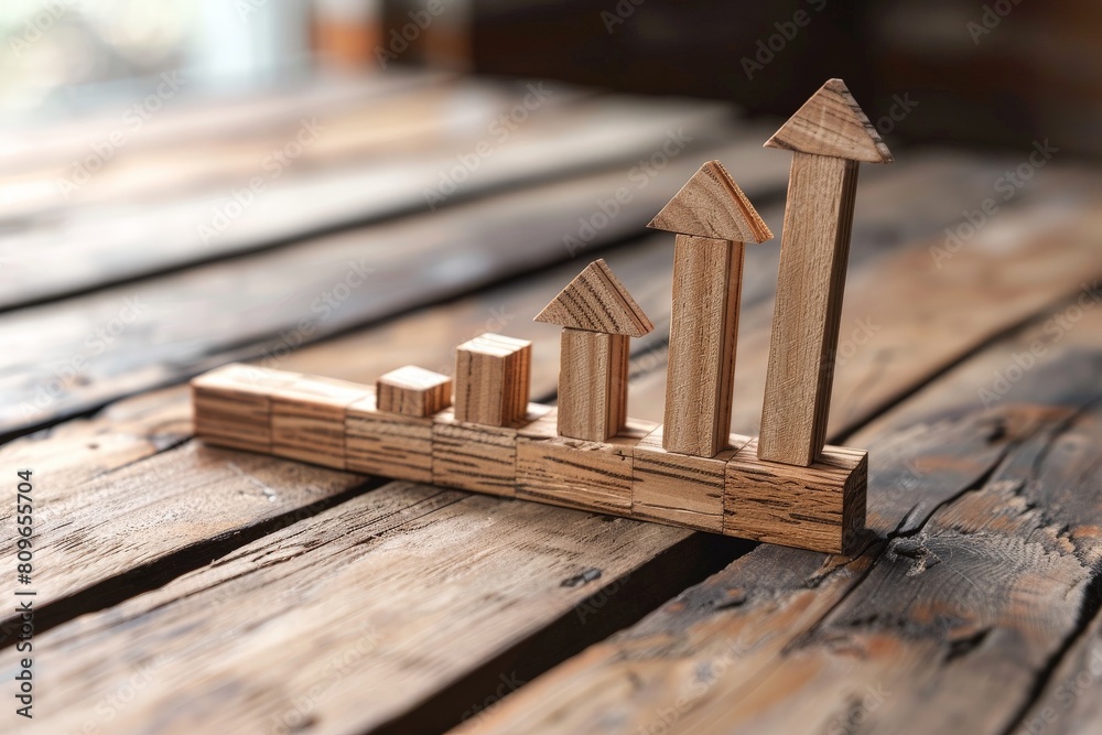 Step-by-Step Growth Graph with Stairs Arrows - Visual Strategy for Achieving Incremental Business Success. Beautiful simple AI generated image in 4K, unique.