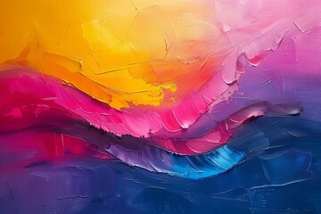 Poster - The image captures bold, textured brushstrokes in vivid colors creating a dynamic and expressive abstract piece, articulating energy and passion