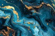 oil paint ink painted waves painting texture colorful background banner - Blue turquoise gold color swirls waves Generative AI. Beautiful simple AI generated image in 4K, unique.