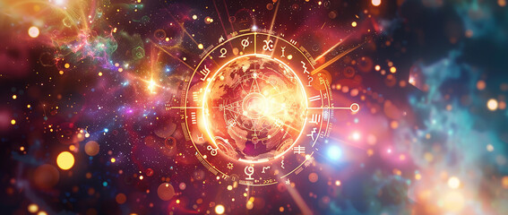 Wall Mural - astrology. astrologer calculates natal chart and makes a forecast of fate tarot cards, fortune telli