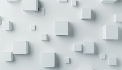 Sticker - A simple yet impactful image featuring white 3D squares of different sizes on a light neutral background