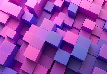 Poster - A 3D render of multicolored cubes forming an abstract pattern with an illusion of depth and perspective