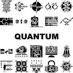 Wall Mural - quantum technology data network icons set vector. internet digital, big science, server computer, energy communication quantum technology data network glyph pictogram Illustrations