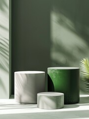 Poster - 3D podium. Abstract minimal scene with geometrical forms. Design for product presentation.
