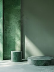 Poster - 3D podium. Abstract minimal scene with geometrical forms. Design for product presentation.