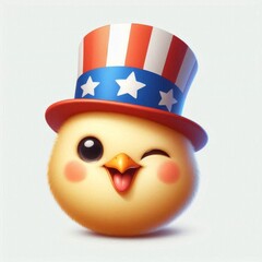 Wall Mural - Chicken 4th of July patriotic American flag Independence day Mascot Logo Character for Celebration USA (United State) For Presidential Election Cartoon Clipart