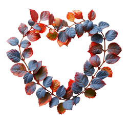 Wall Mural - love shape frame decoration with colored leaf patterns, generated ai