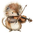 A cute little animal is playing a violin