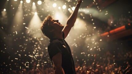 Poster - Man Enjoying the Concert Spotlight