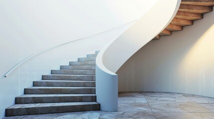 Wall Mural - Staircase in interior, Staircase and light and shadow on white wall