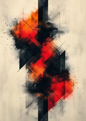 Wall Mural - A painting of a red and black line with a white background