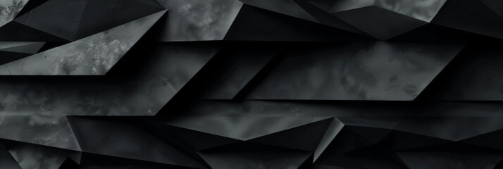 Aufkleber - 3d black geometric pattern on a square background, black diamond pattern abstract wallpaper on dark background, Digital black textured graphics poster banner background