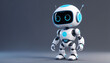 Children's toy, white robot with antennas on a head. Concept of futurism, digital world and artificial intelligence.
