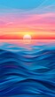 © Svitlana - abstract background with blue undulating sea under a bright colored sunset sky