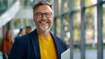 Wall Mural - A Smiling Businessman with Glasses