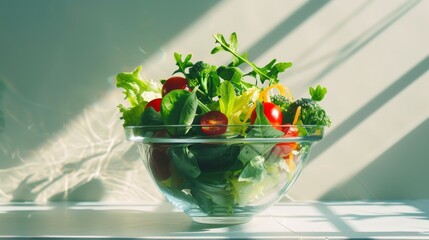 Wall Mural - Silhouette of salad ingredients twirling in a bowl