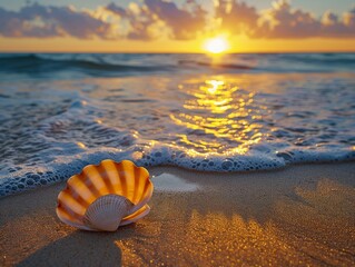 Wall Mural - Seashell on the Beach, ocean, sunny