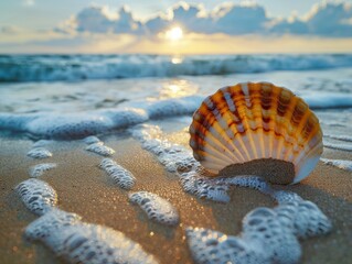 Wall Mural - Seashell on the Beach, ocean, sunny