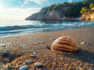 Wall Mural - Seashell on the Beach, ocean, sunny