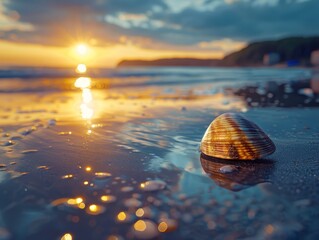 Wall Mural - Seashell on the Beach, ocean, sunny