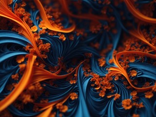 Wall Mural - 3d orange and blue fractal background