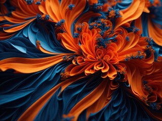 Wall Mural - 3d orange and blue fractal background