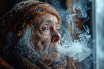 Poster - a close-up image showing a delicate whirl of smoke intertwining with the rich textures of a piece of