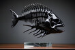 Obsidian fish skeleton figurine. Digital illustration.