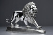 Silver lion figurine. Digital illustration.