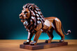 Wooden lion figurine. Digital illustration.