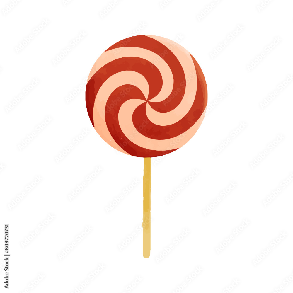 Watercolor vector illustration of a lollypop in childish style.