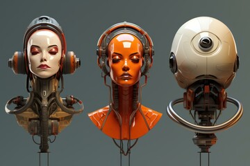 Poster - Bold Science fiction head. Artificial future head. Generate Ai