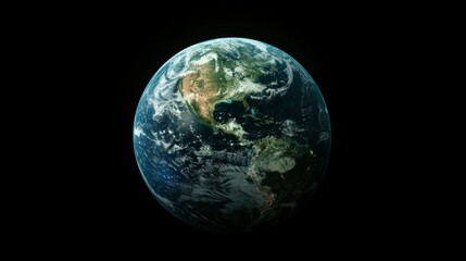 Wall Mural - 3D rendering of Earth with detailed textures of green forests and degrading land, emphasizing the urgency of global warming, against a black background.