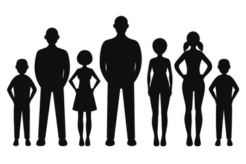 General Adult People black Silhouettes Set on white background design