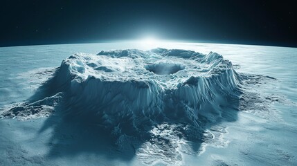 Wall Mural - satellite capturing the effect of melting polar ice caps due to the greenhouse effect, with a sharp focus on water and ice.